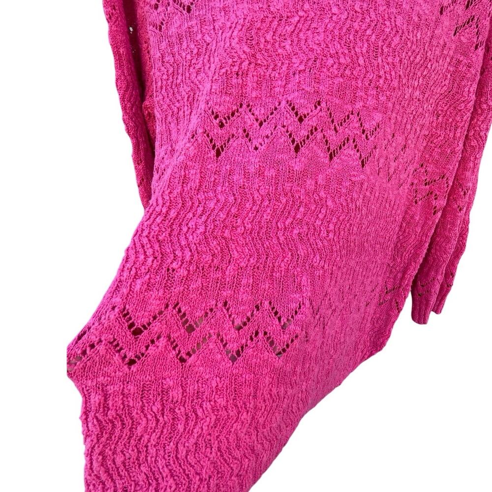 Jones New York Sport Pink Open Knit Sweater XL Cotton Lightweight - Picture 3 of 6